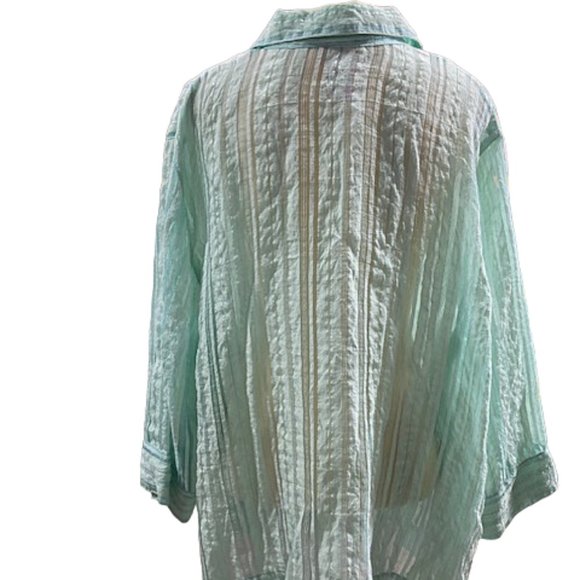 Ruby Rd Mint Green Button Front Top - Picture 6 of 8